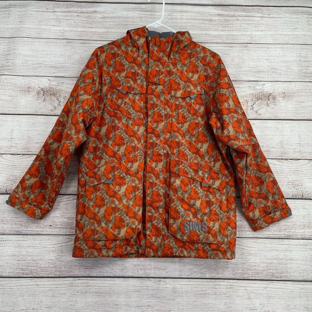 SIMS Tech Camo Cargo Ski Snowboard‎ Jacket Youth Boy's XL Orange/Tan Camouflage